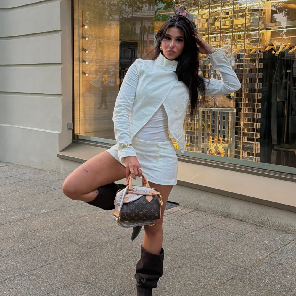 Double-Breasted Blazer Shorts Set