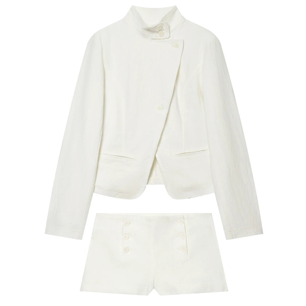 Double-Breasted Blazer Shorts Set